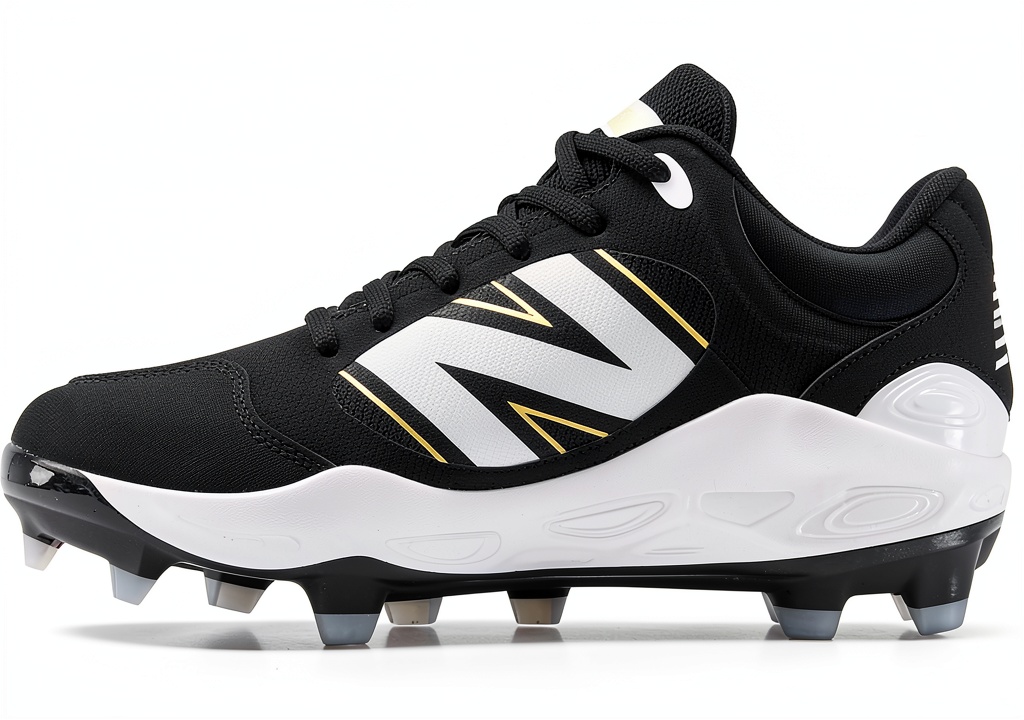 Installing New Balance PL3000K7 Baseball Cleats Mens on a wooden bench